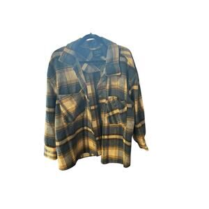 Active USA Women’s Plaid Shacket Blue Brown Long Sleeve Chest Pocket 2XL